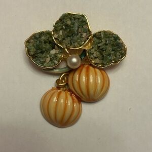 Vintage Enamel and Jade Brooch